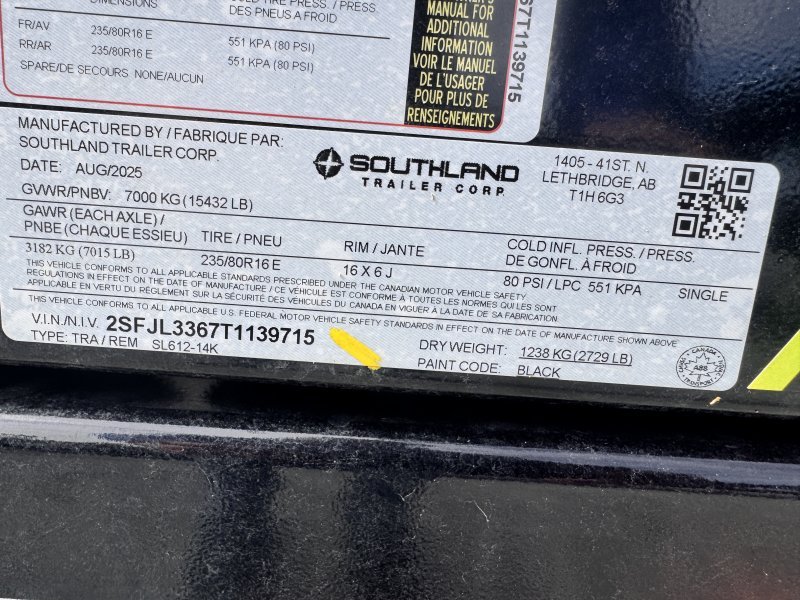 2026 Southland SL612-15K 6×12 Dump Trailer 2′ Sides 15K GVWR - Image 2