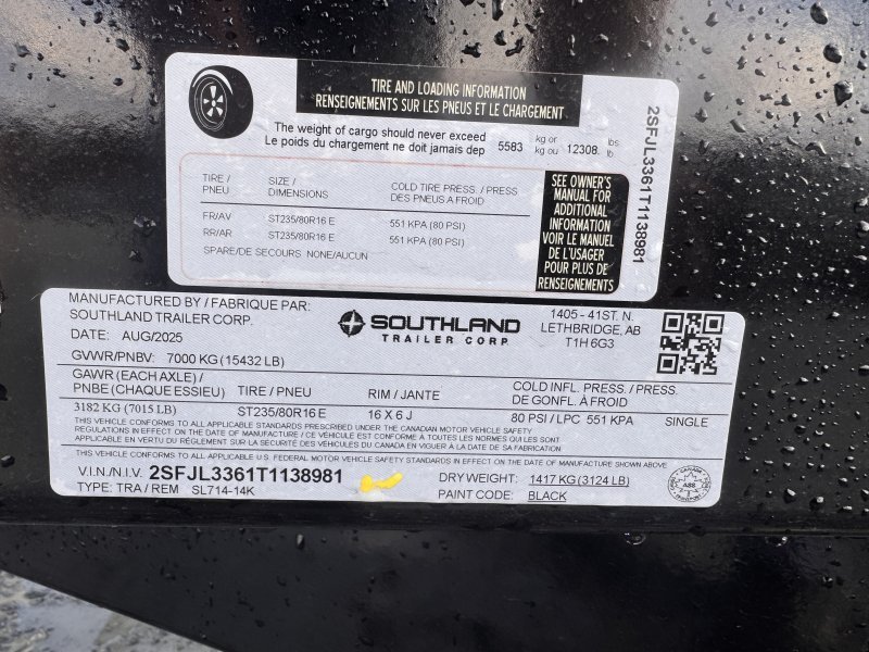 2026 Southland SL714-14K 7×14 Dump Trailer 2′ Sides 15K GVWR - Image 2