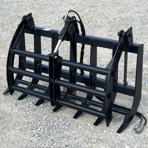 60″ Compact Tractor Root Rake Clam Grapple Attachment Fits Skid Steer Quick Attach
