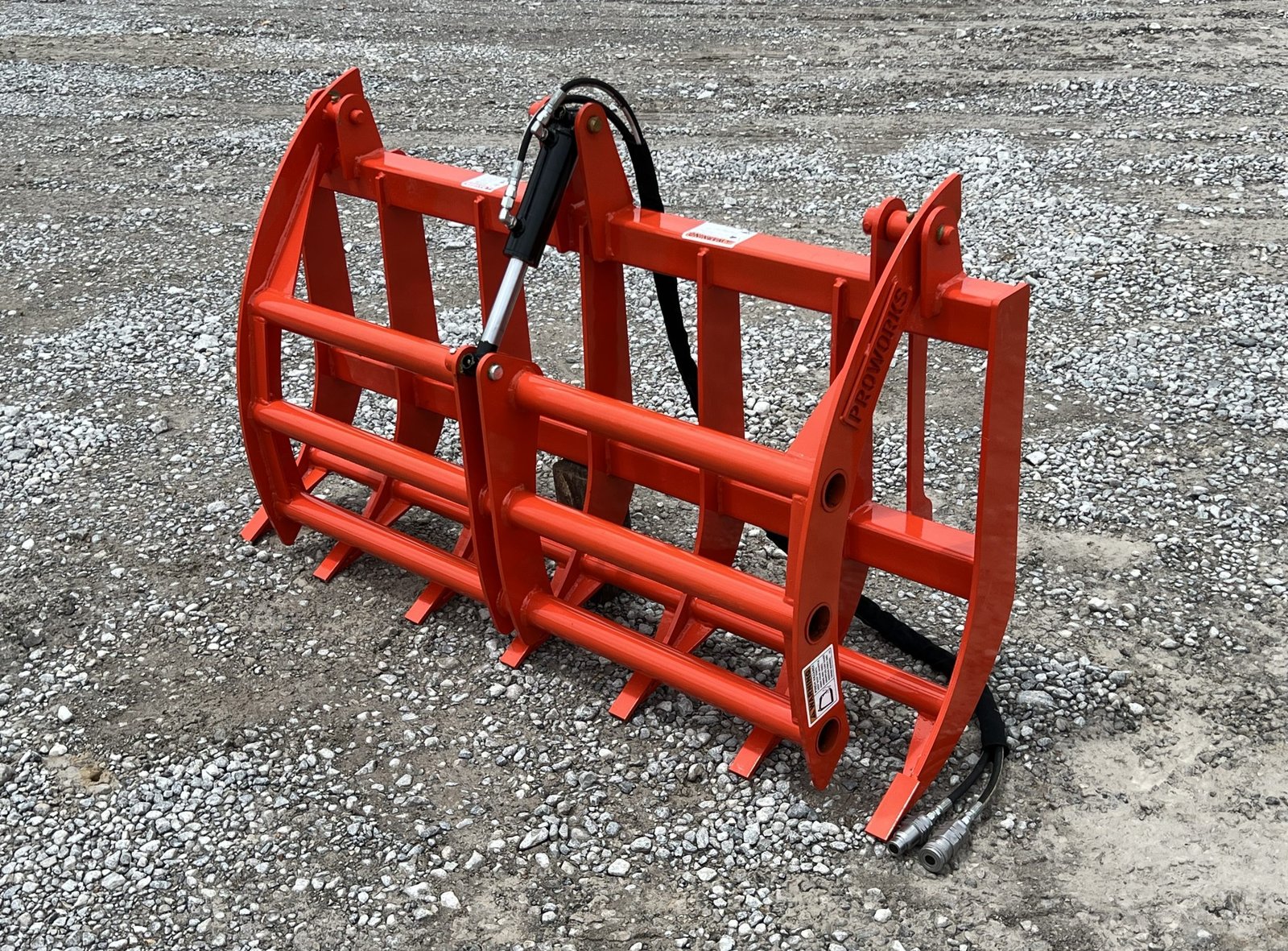 60″ Compact Tractor Root Rake Clam Grapple Attachment Fits Skid Steer Quick Attach