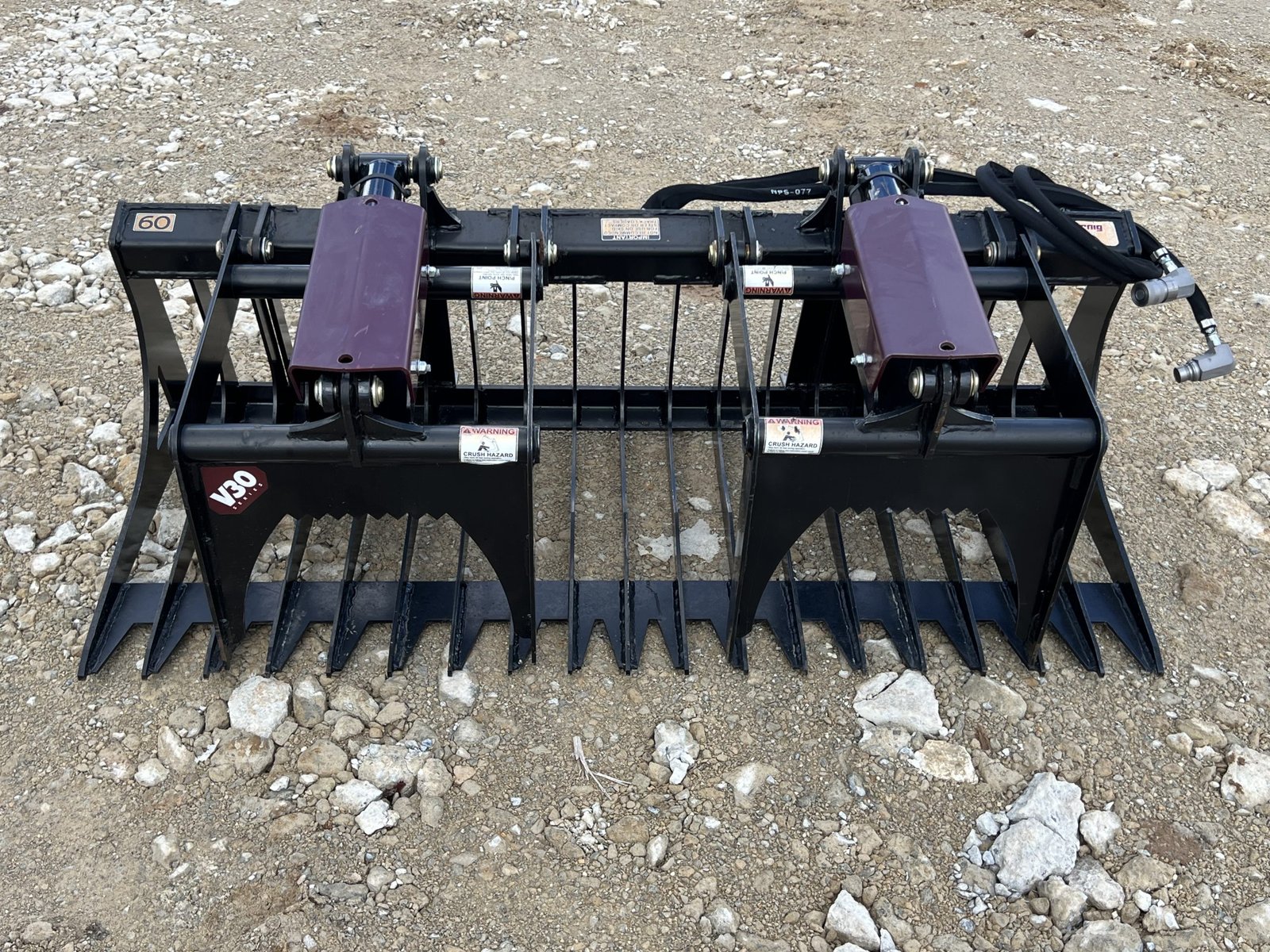 Virnig 60″ V30 Skeleton Rock Bucket Grapple Fits Compact Tractor Quick Attach - Image 2