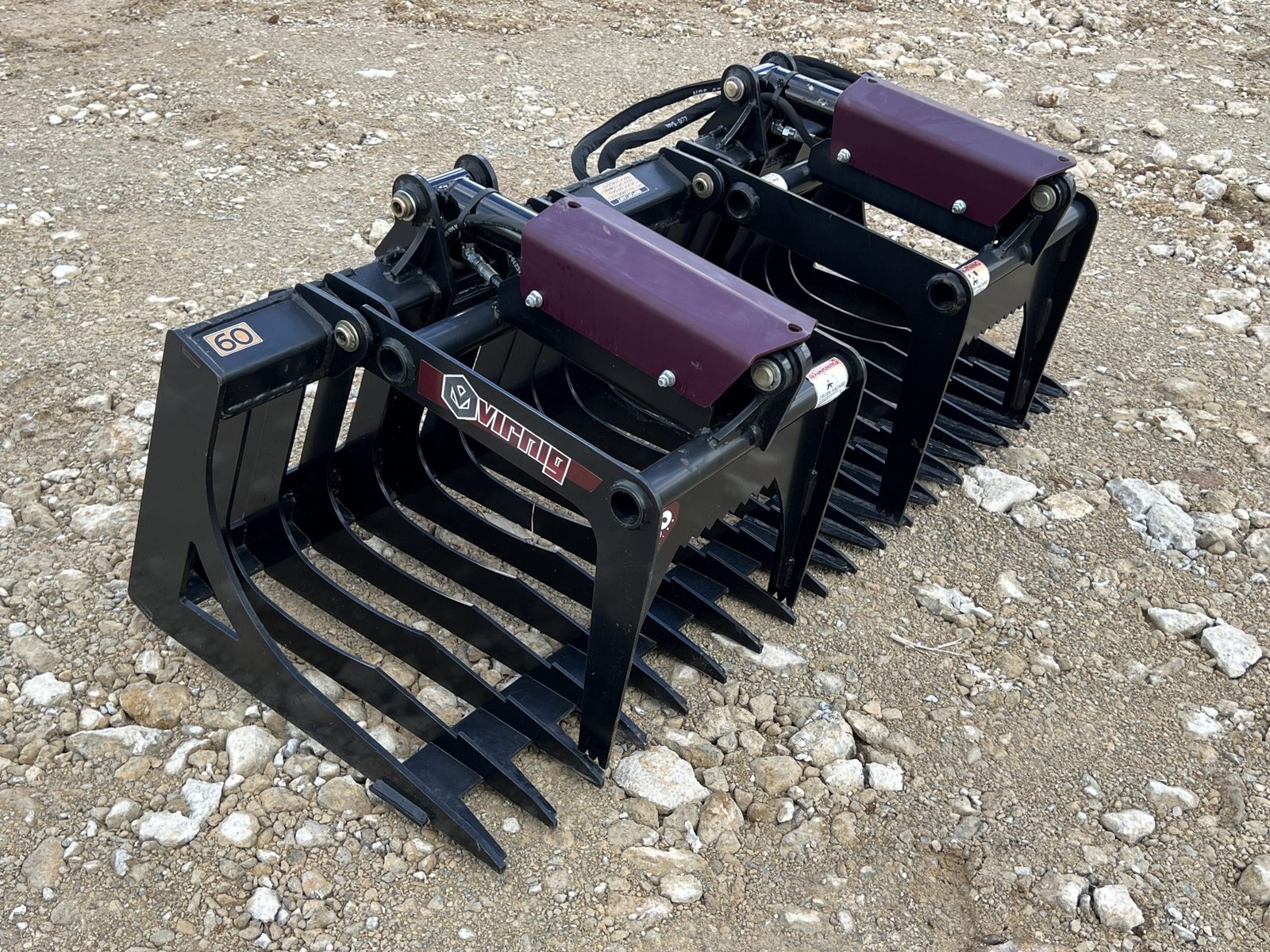 Virnig 60″ V30 Skeleton Rock Bucket Grapple Fits Compact Tractor Quick Attach - Image 3