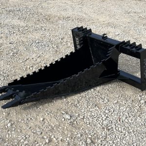 Severe Extreme Stump Bucket Attachment with Teeth Fits Skid Steer Quick Attach