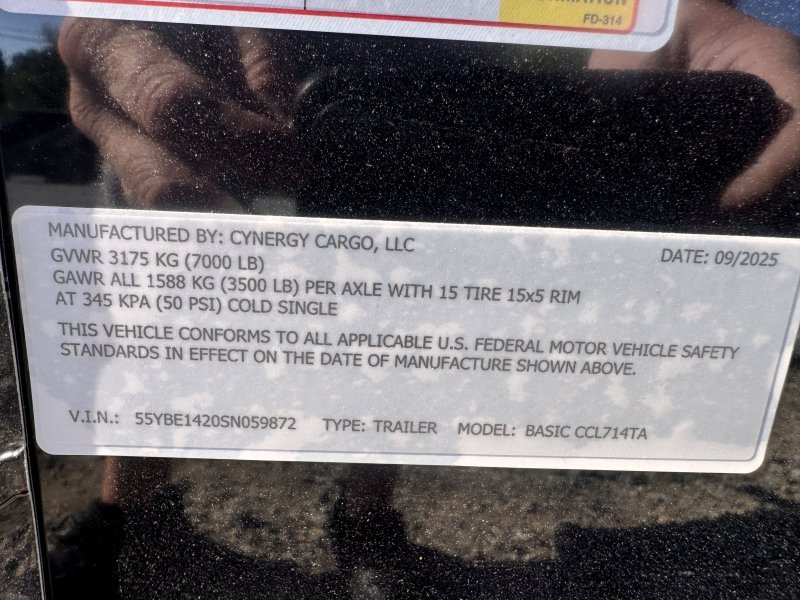 2025 Cynergy 7×14 Enclosed STD W/BOP .080 Exterior Metal Ramp 7K - Image 2